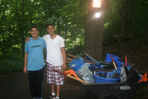 Bahaa and Joshua with all the tools to clean Whitney Gate.
